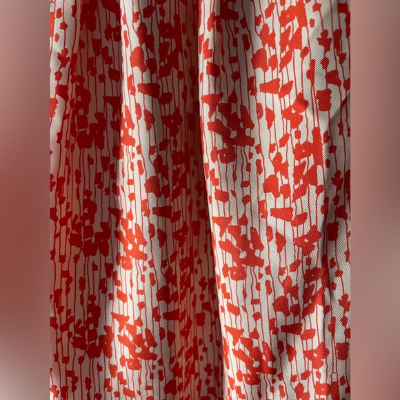 LOEFFLER RANDALL 100% SILK SLEEVELESS KIMONO BLOUSE IN ORANGE & IVORY - SIZE 6 - Picture 2 of 12